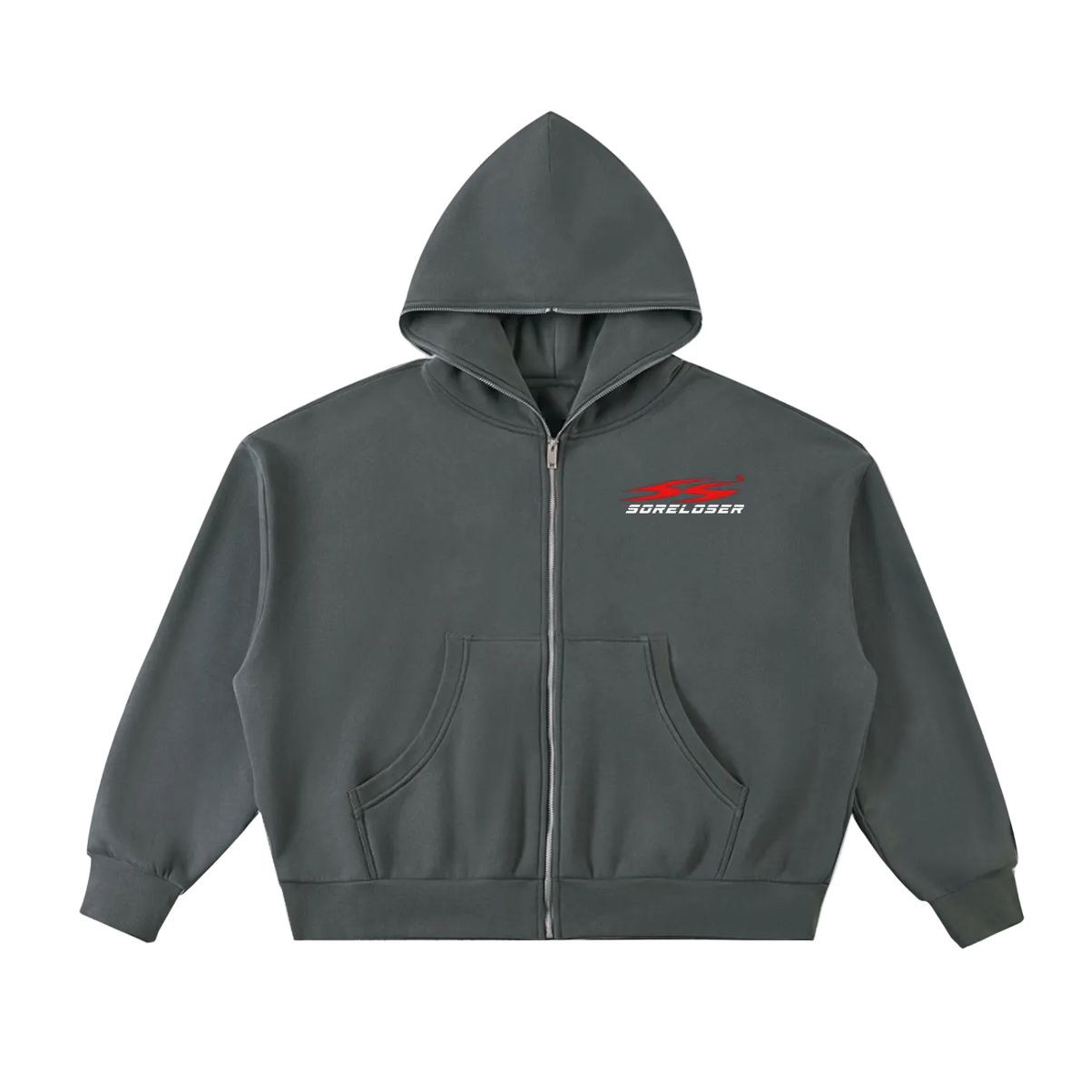 SoreLoser Fleeced Full-Zip Boxy Hoodie