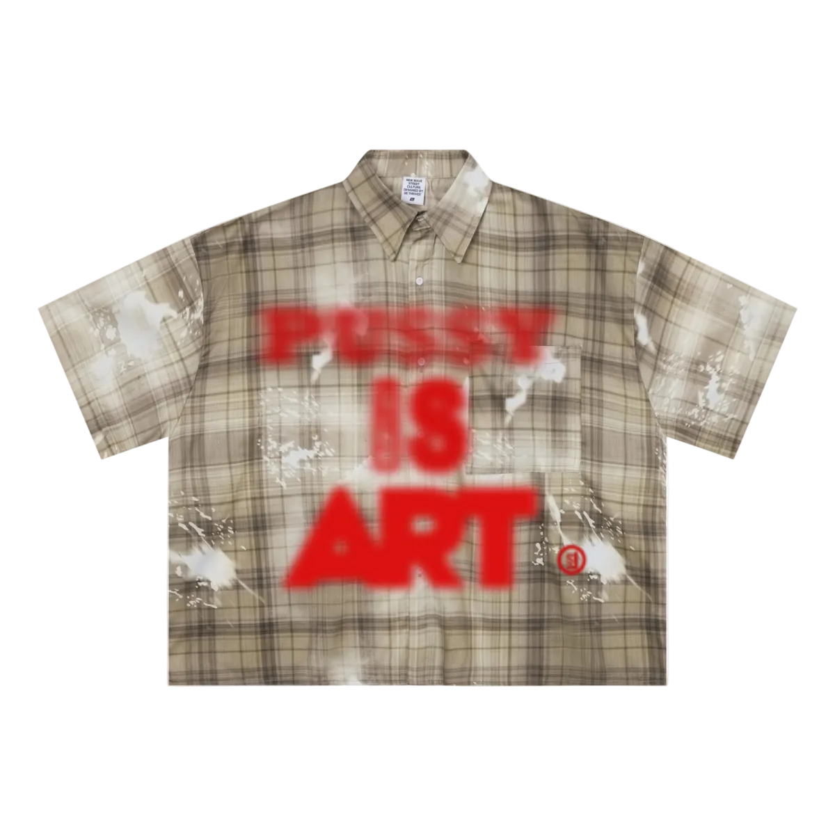 200GSM Tencel Twill Plaid Print Boxy Workwear Shirt Khaki