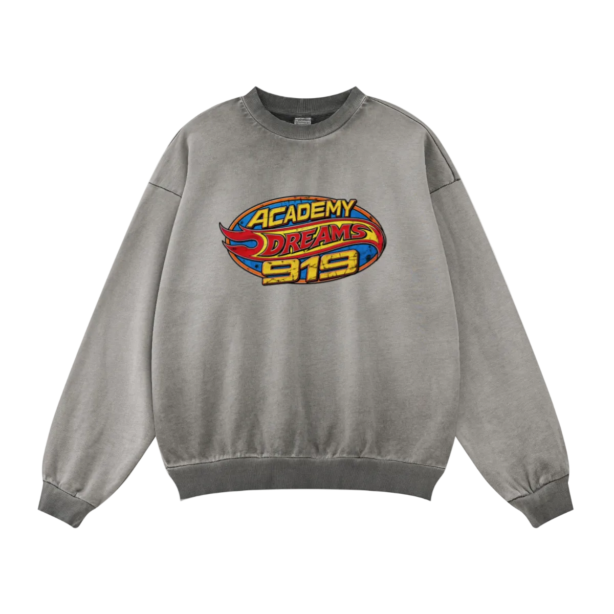 380GSM Unisex Fall&Winter Inside-Out Fried-Color Crew Neck Sweatshirt Dark Grey
