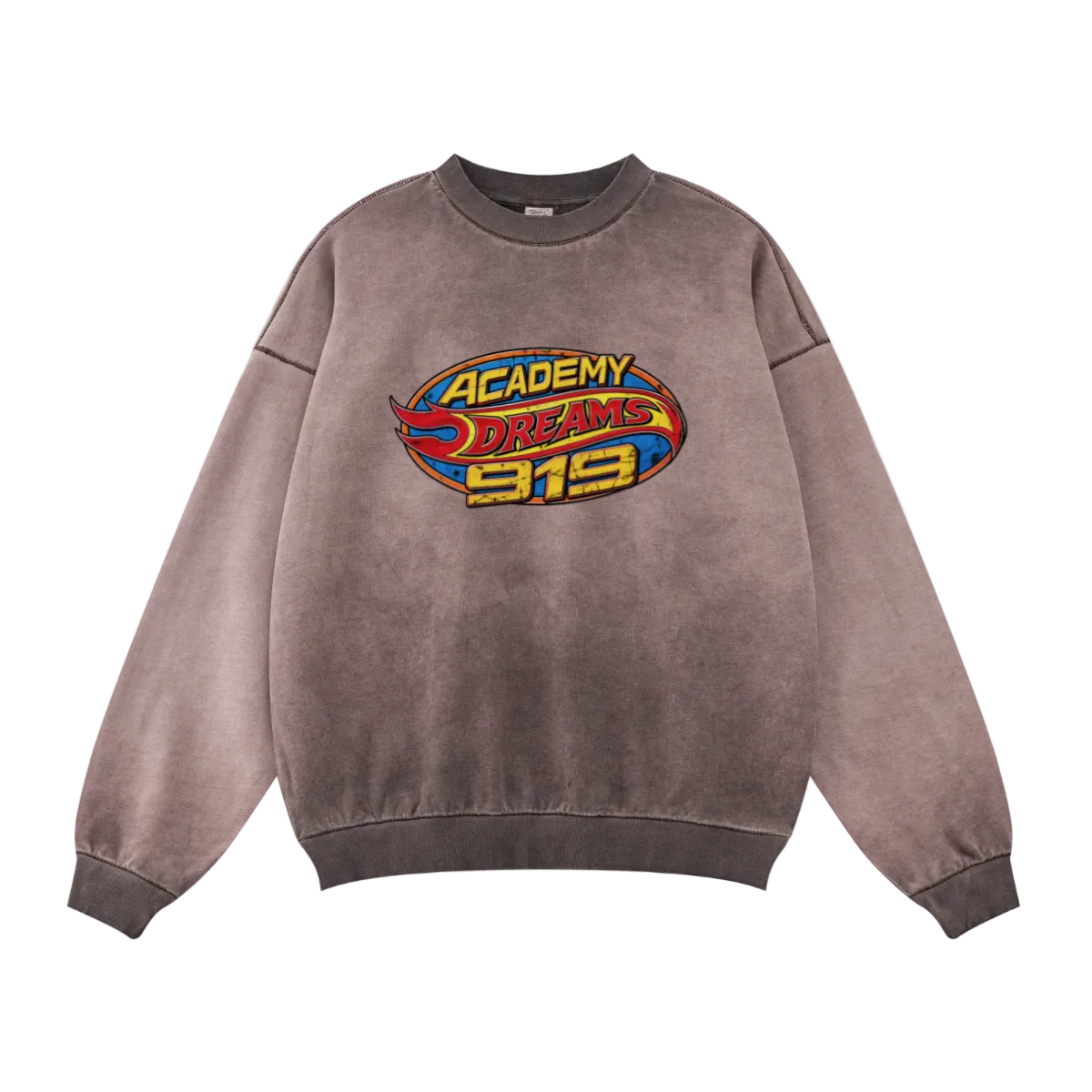 380GSM Unisex Fall&Winter Inside-Out Fried-Color Crew Neck Sweatshirt Plum Purple