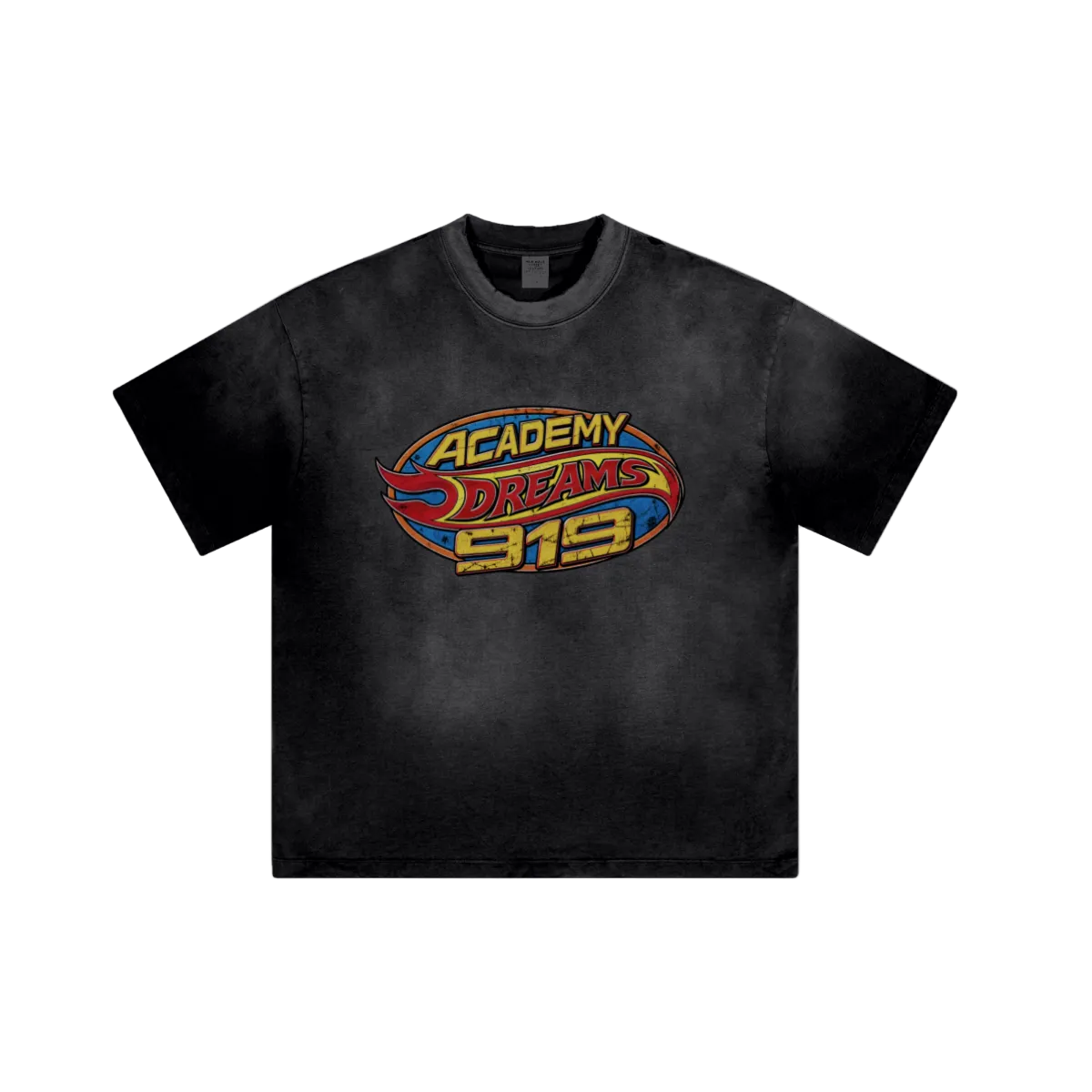 250GSM Men's Distressed Raw-Edge Vintage-Wash Boxy T-Shirt  Black