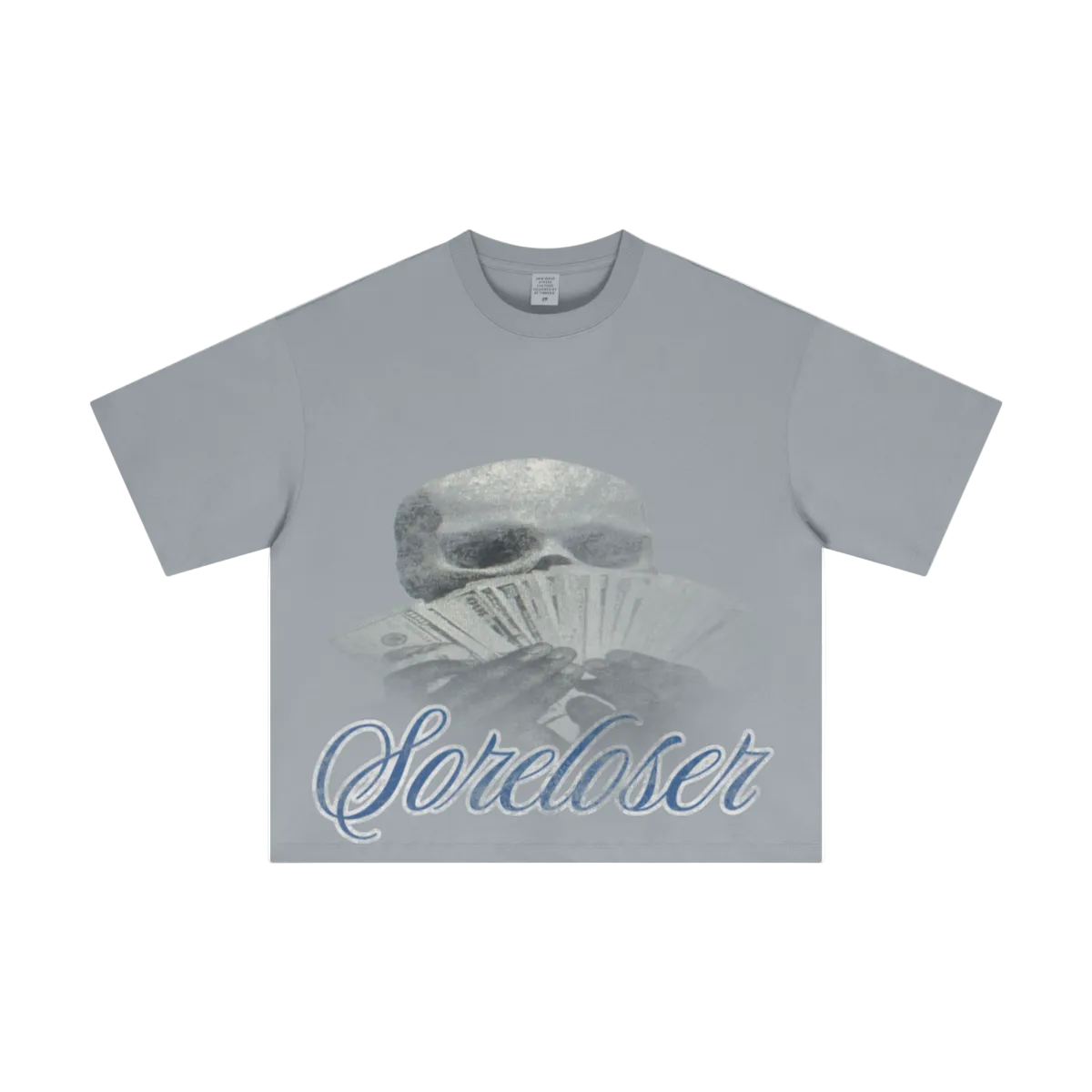 230GSM Men's Combed Cotton Plain Knit Boxy T-Shirt Cigarette Gray